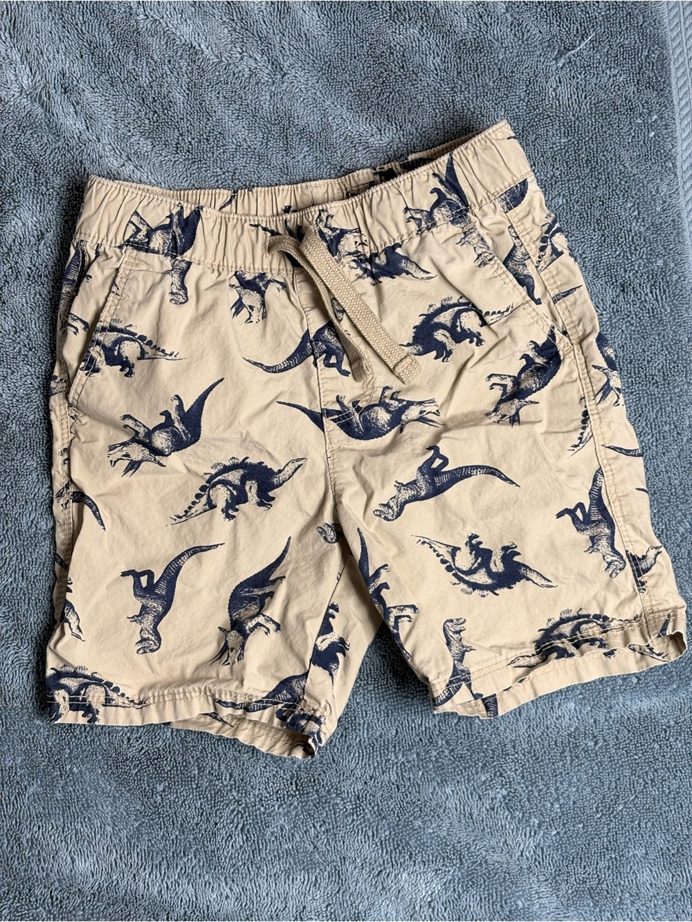 Old Navy Beige Shorts with Navy Dinosaur Print